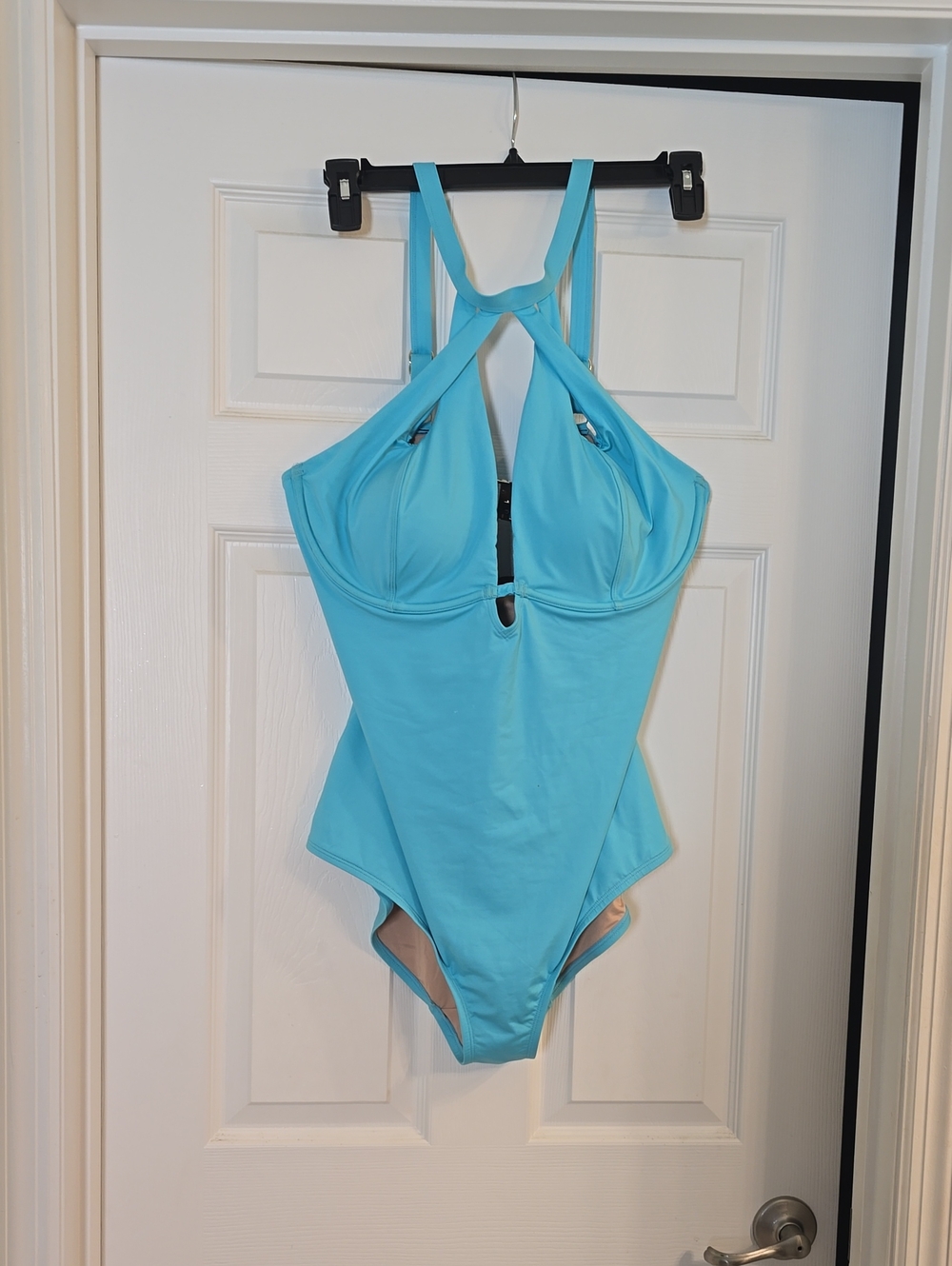 City Chic Turquoise Cross-Back One-Piece Swimsuit
